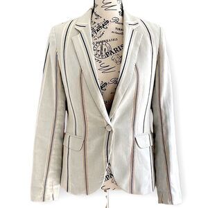 Rag & Bone Linen Blend Textured Striped 1 Button Blazer Size 0